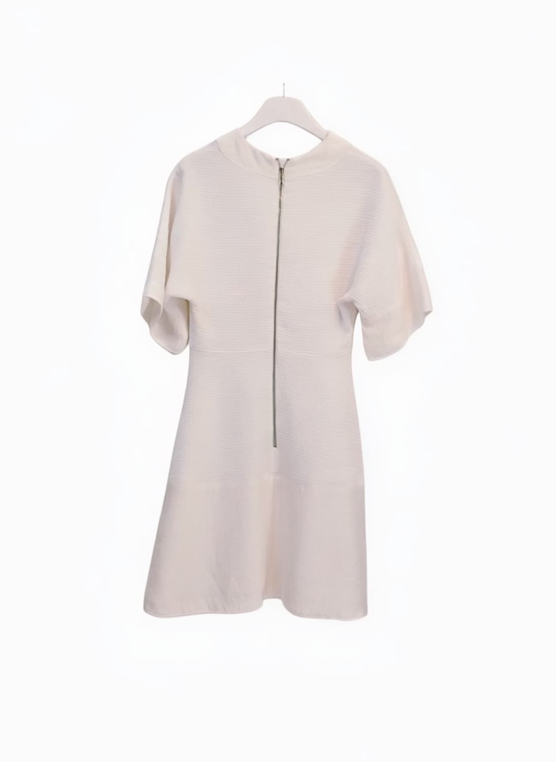 SISLEY 시슬리 와플 텍스처 V넥 반팔 화이트 원피스 EU42 상품이미지2