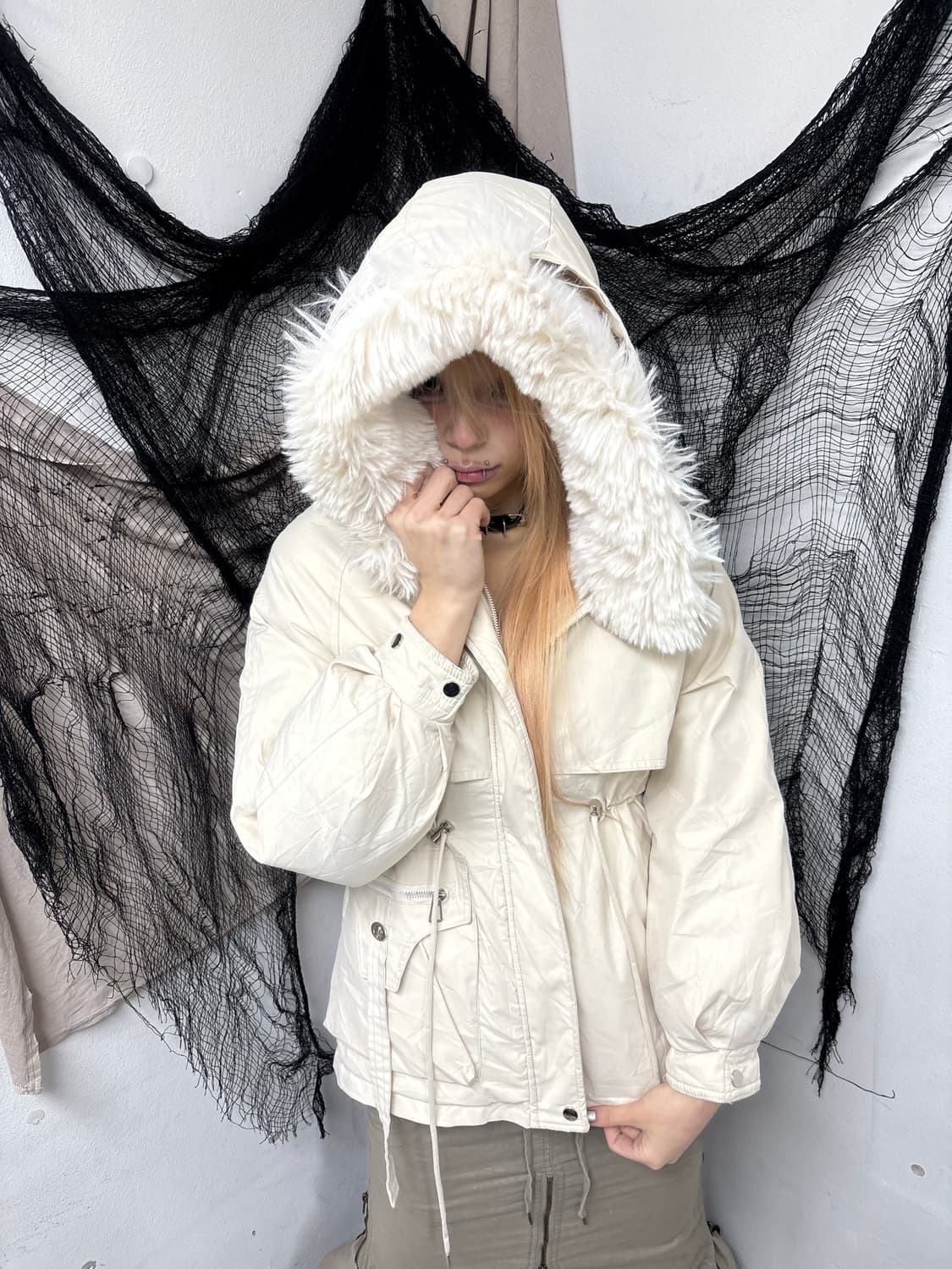 Big Hoodie Whiter Fur Jacket 상품이미지1
