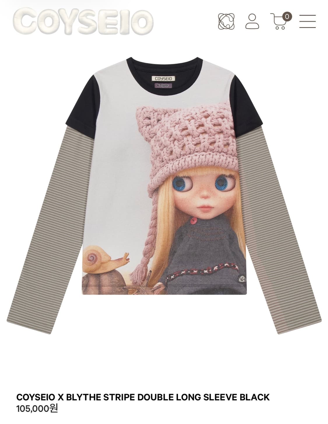 (구함) 코이세이오 브라이스 블라이스 롱슬리브 블랙 상품이미지1