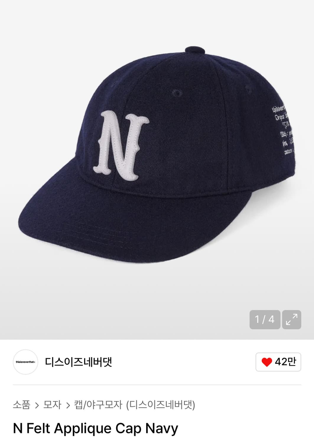 디스이즈네버댓 캡 상품이미지1