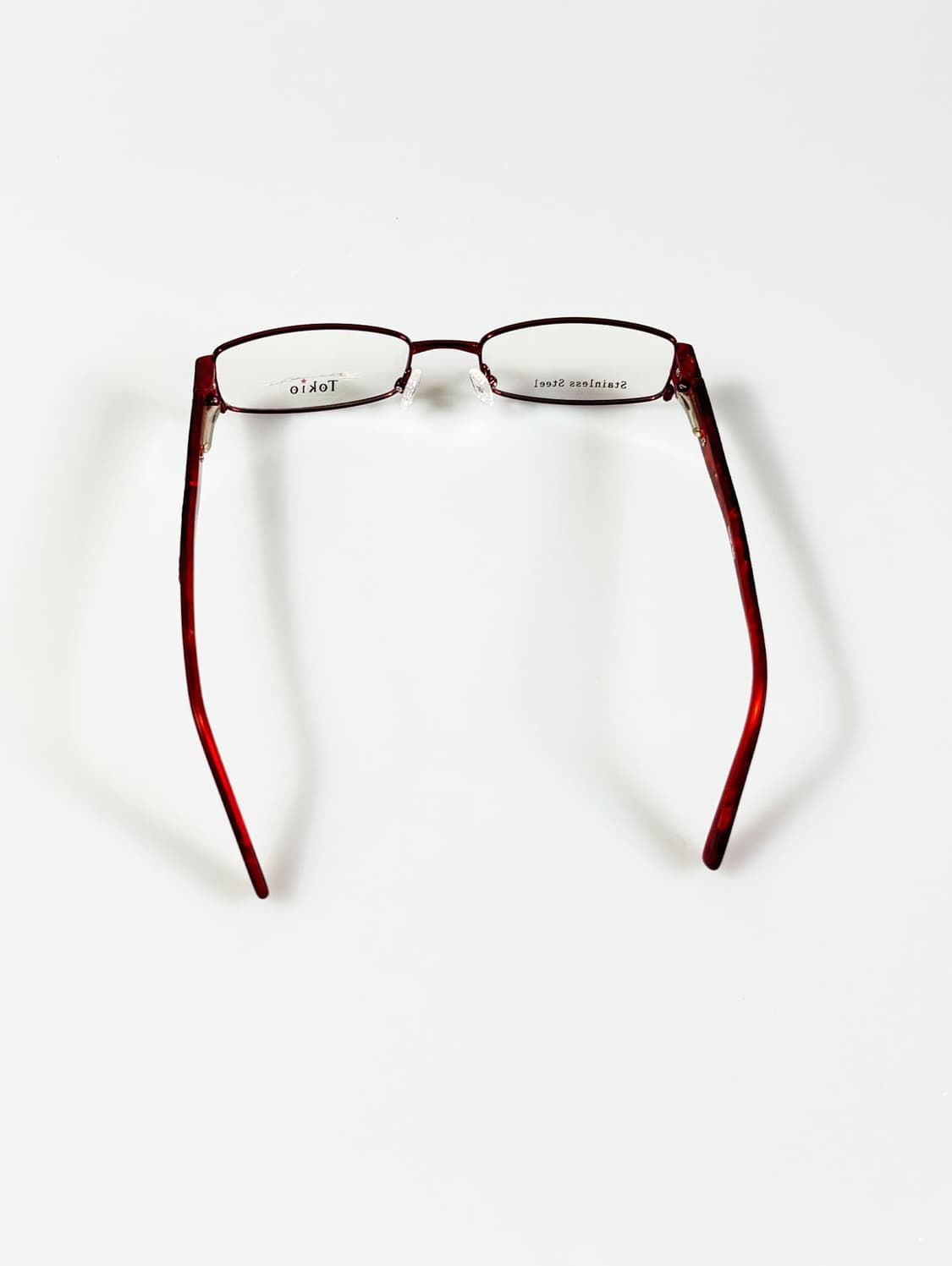 90s TOKIO 버건디 메탈 슬림 스퀘어 빈티지 안경 상품이미지6