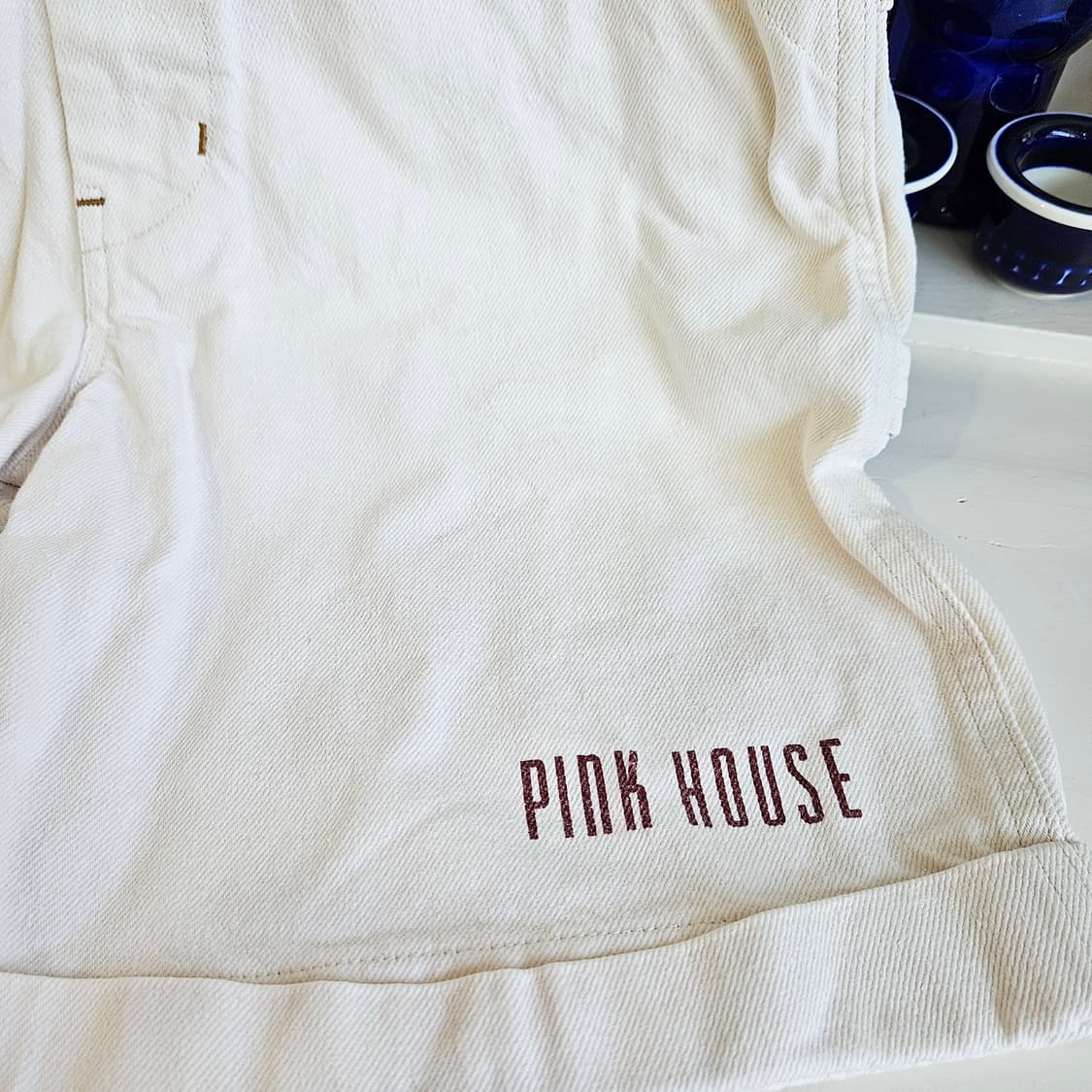 PINK HOUSE(핑크하우스) 로고 아이보리데님 오버롤 팬츠 상품이미지3