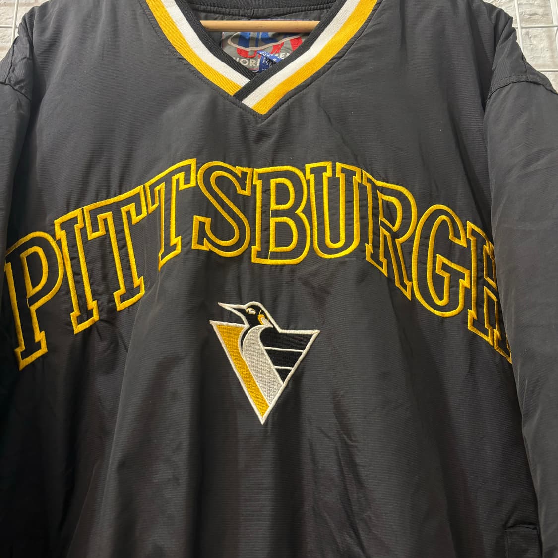90s USA 월드센스 올드스쿨 피츠버그 펭귄스 블랙 웜업 XL 상품이미지5