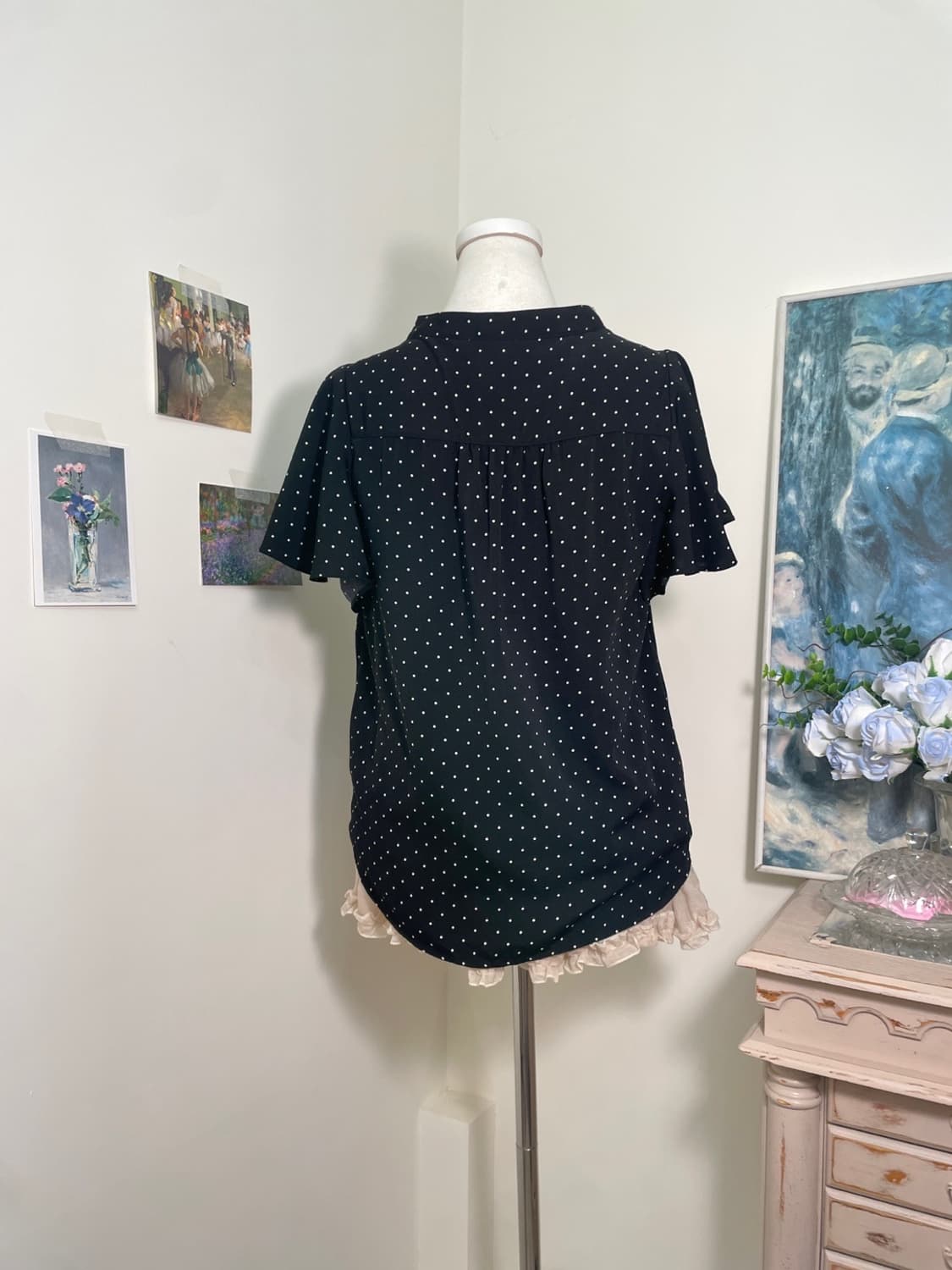 black dot shirring summer blouse(size-M) 상품이미지3