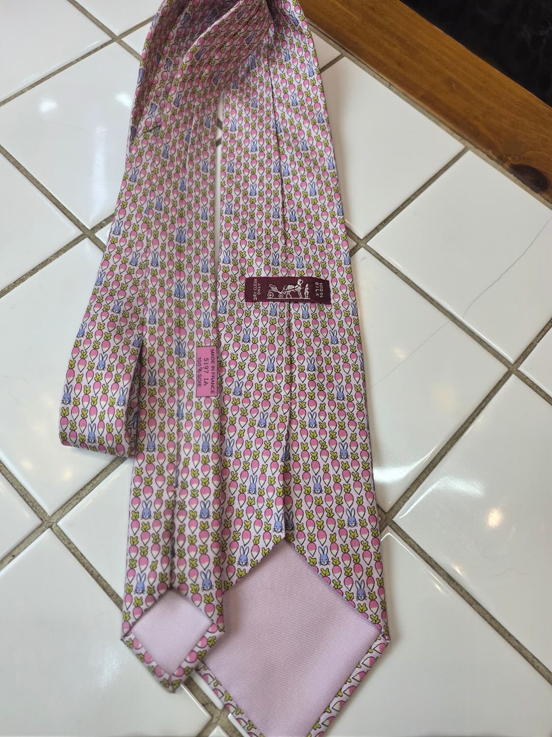 HERMES  토끼 핑크 실크넥타이 상품이미지2