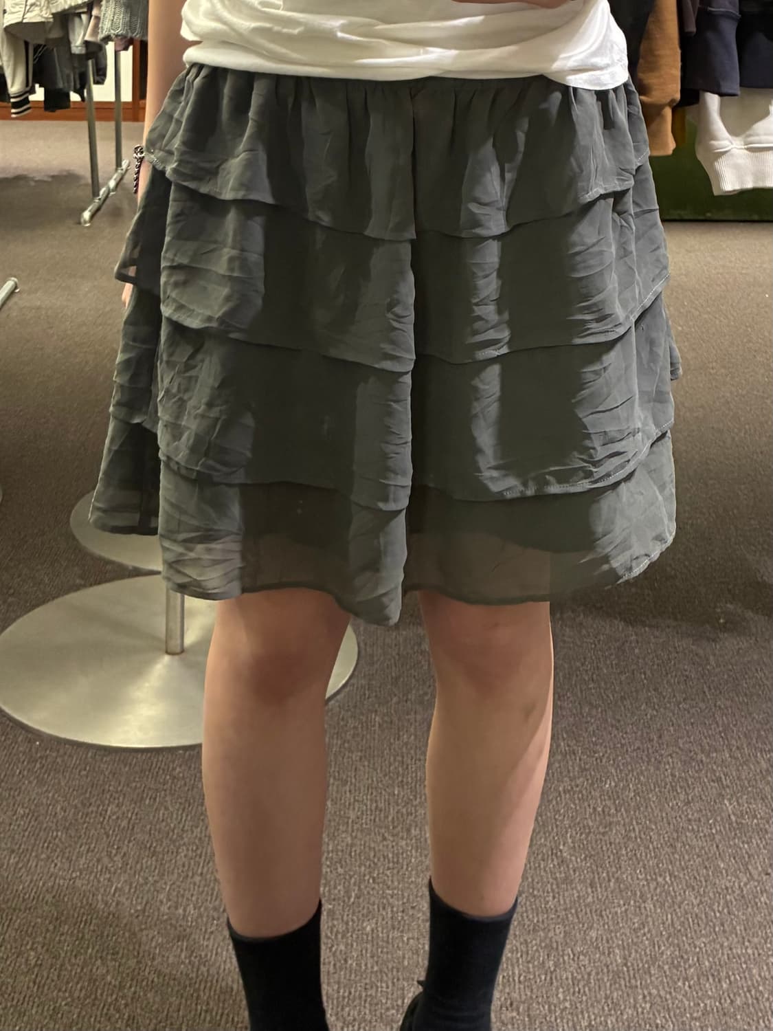 OS)Japanese vintage 여성 그레이 캉캉 미니 스커트 상품이미지1