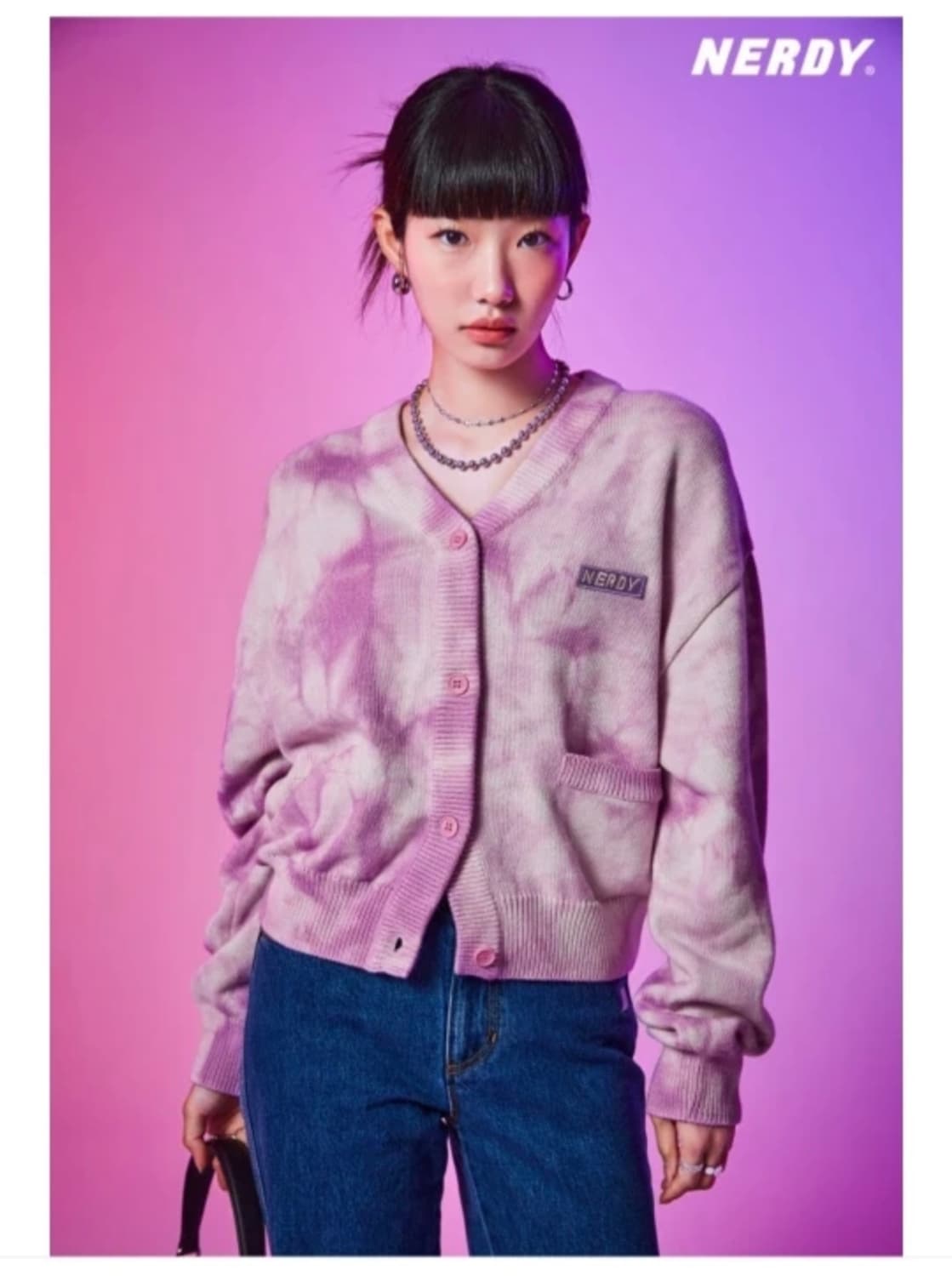 택달린새상품 NERDY 널디 크롭 가디건 라이트 퍼플 M 상품이미지2