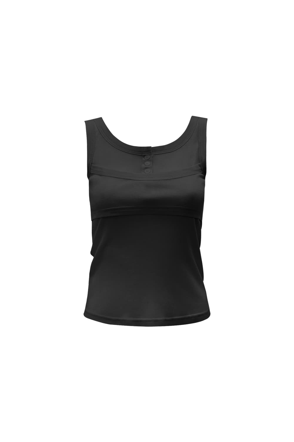 체메씨 LAYERED HENLEY SLEEVELESS (CHARCOAL) 상품이미지1