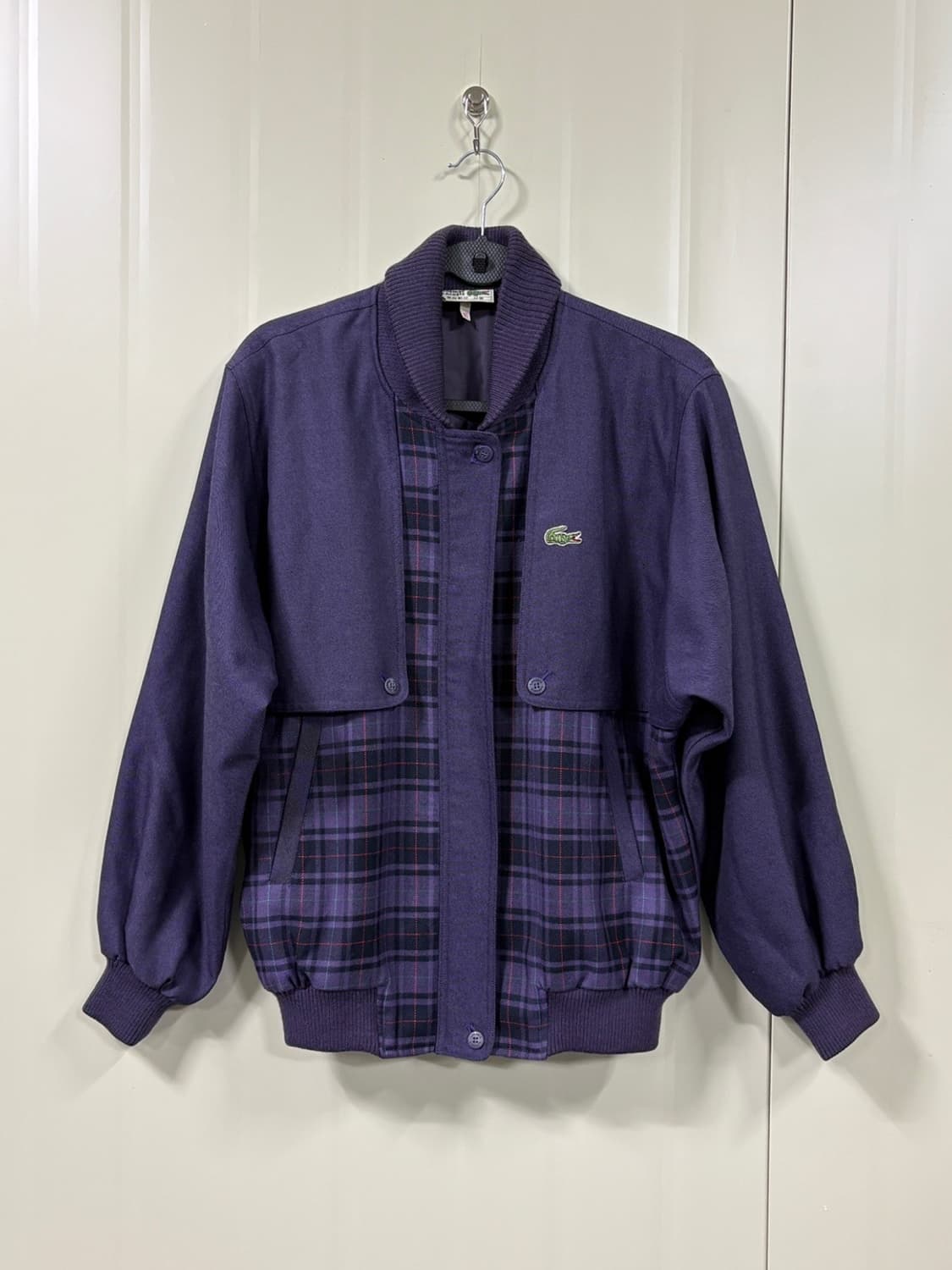 90s 빈티지 라코스테 체크 패턴 블루종 자켓 상품이미지1