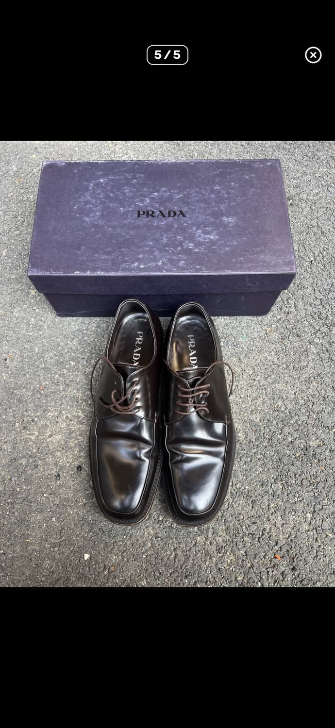 Prada 브라운 세미 스퀘어토 더비 상품이미지5