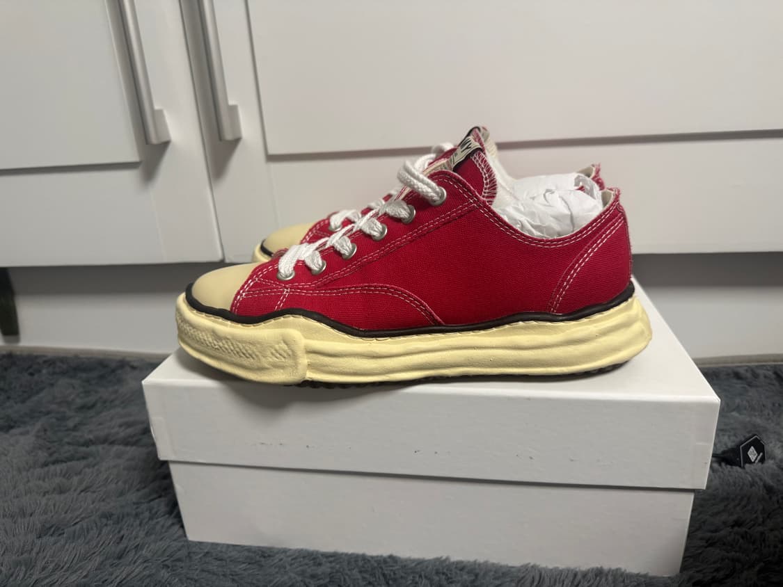 ( 43 )메종 미하라 야스히로 피터슨 OG 솔 캔버스 로우탑 레드 상품이미지2