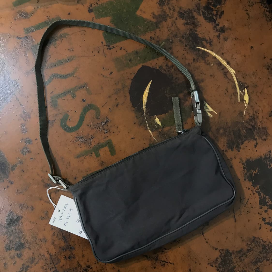 90s 프라다 에이징 차콜 미니 크로스백 숄더백 상품이미지9