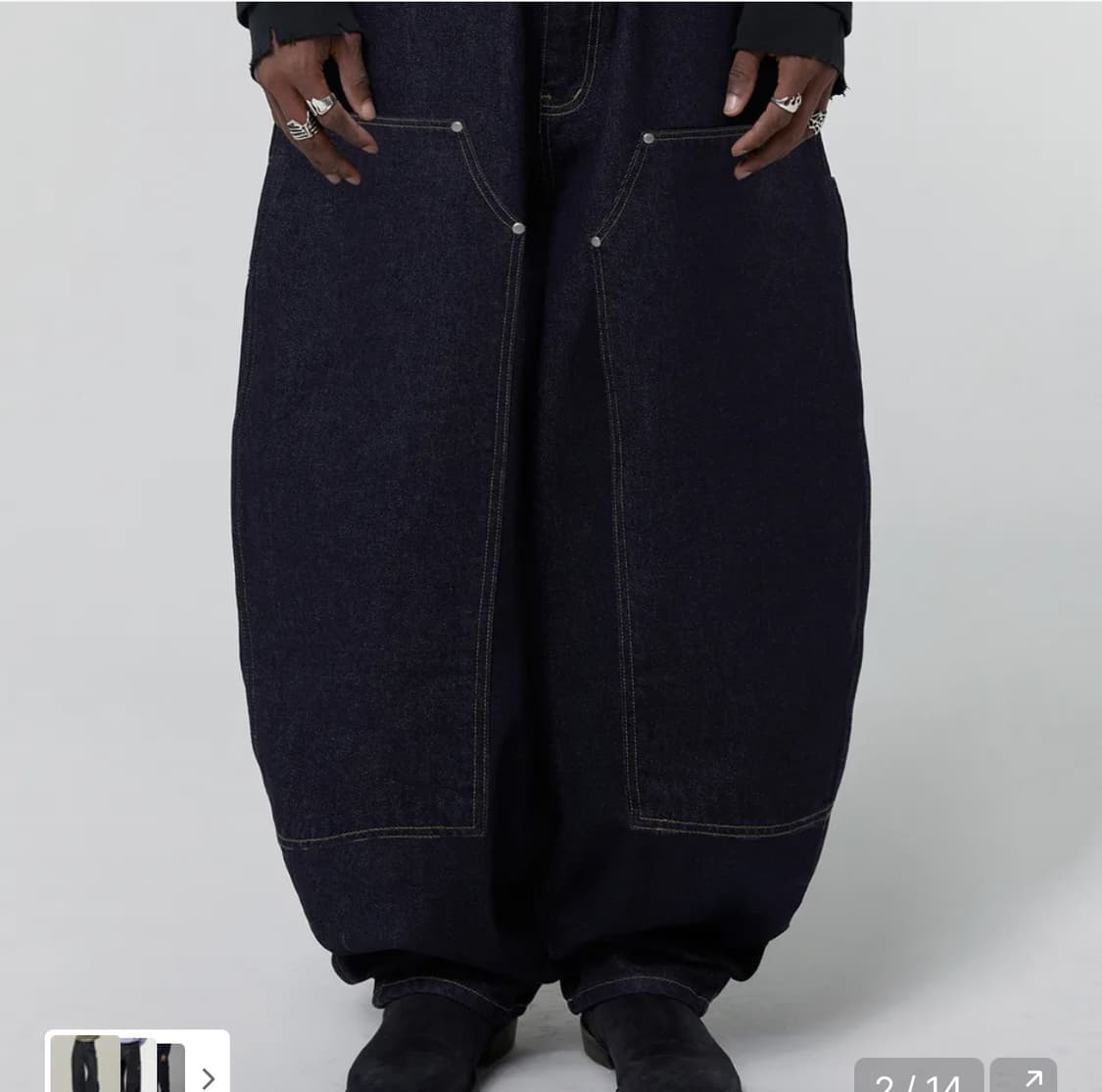 스웨이드 생지 CURVED DOUBLE 데님팬츠 [RAW INDIGO] 상품이미지1