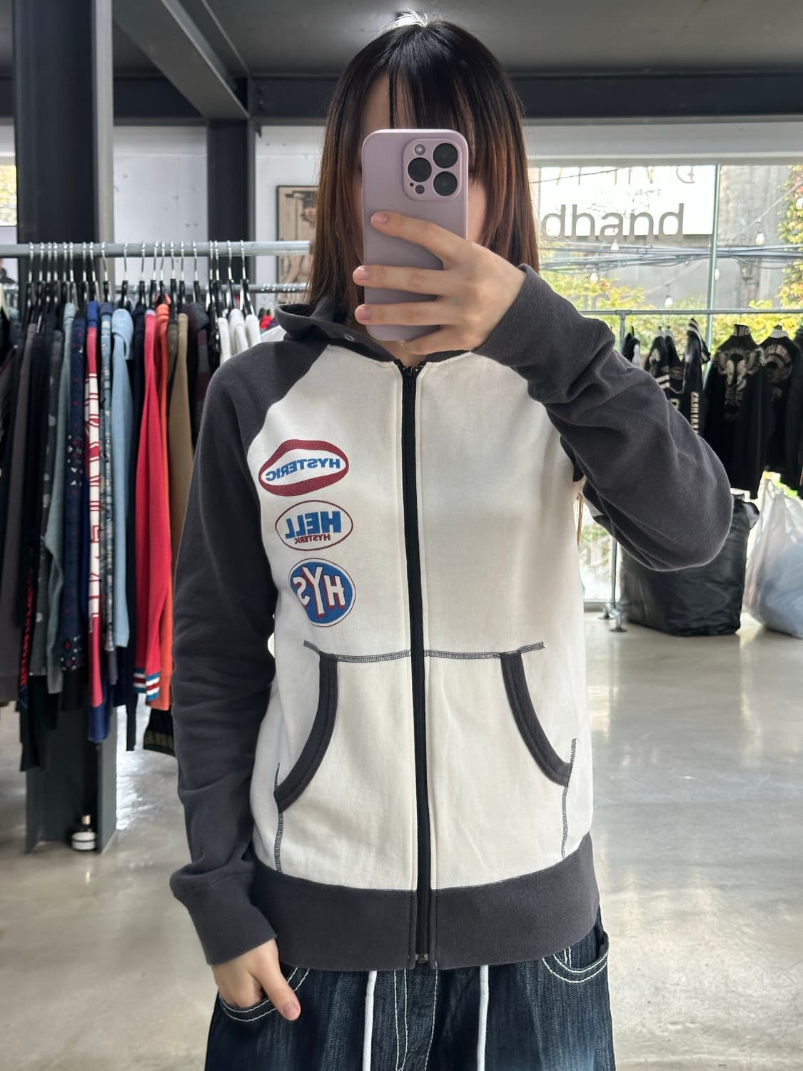 히스테릭글래머 90s아카이브 백로고 래글런 후드집업 상품이미지5