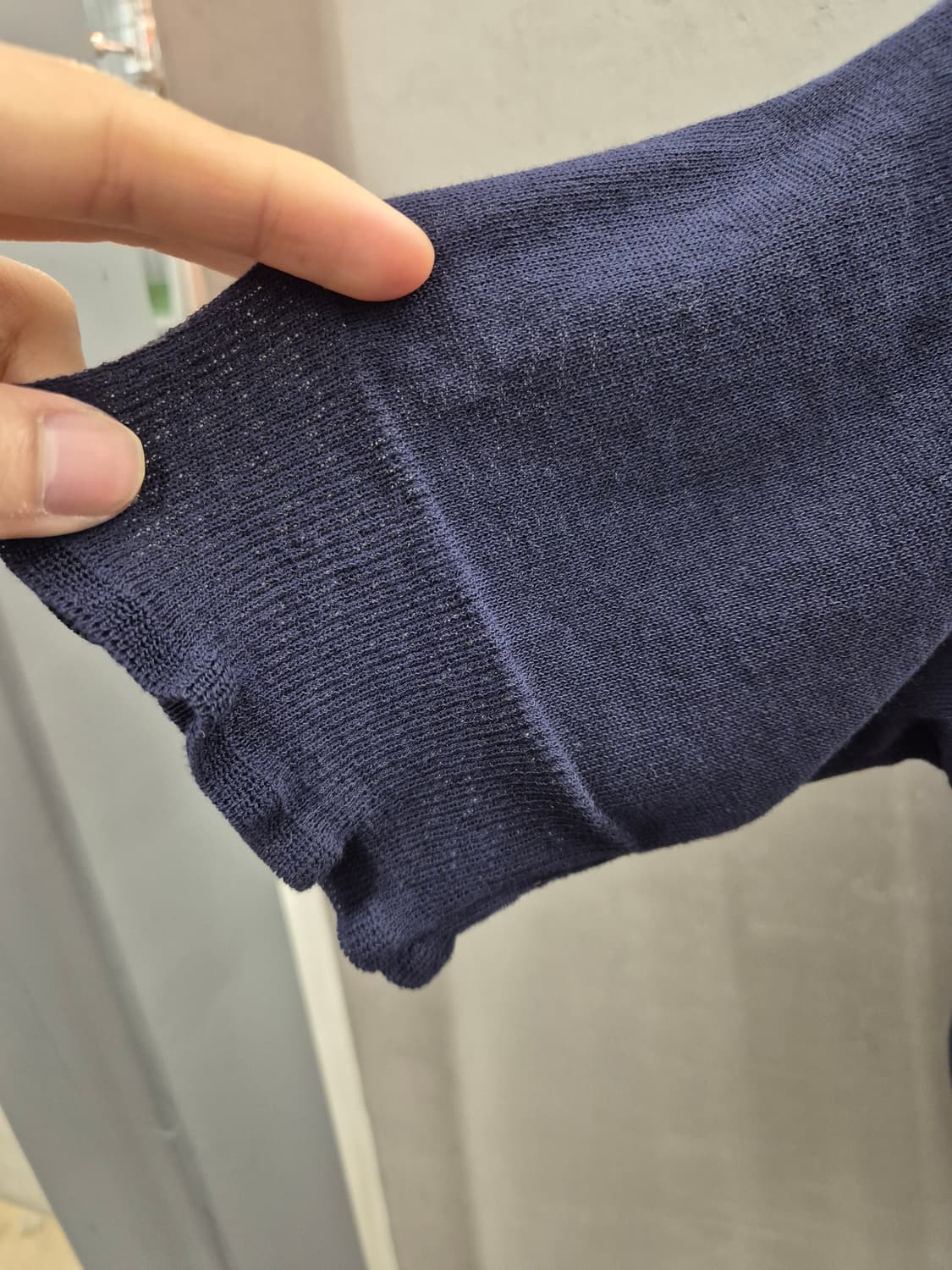 쿠호 네이비 린넨 혼방 카라 니트 S 상품이미지5