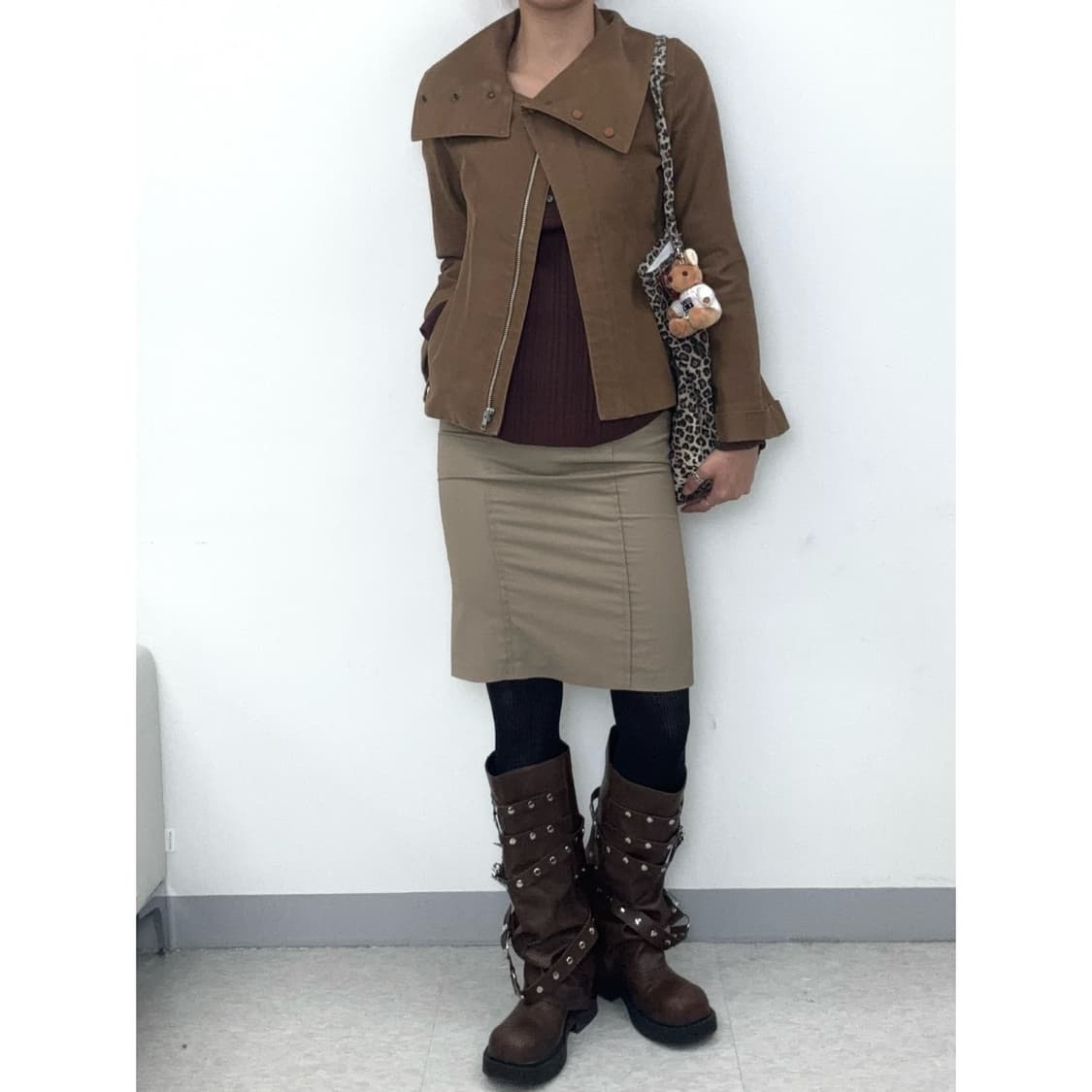 빈티지 하이넥 브라운 자켓 상품이미지5