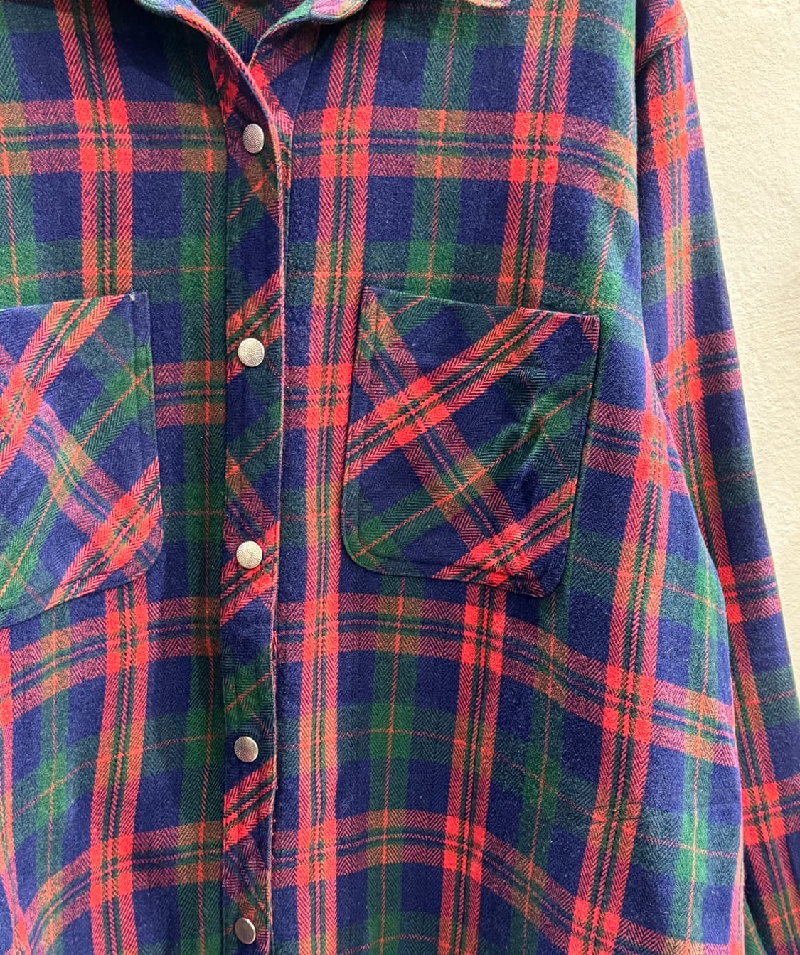 vintage 똑딱이 루즈핏 체크셔츠 상품이미지2