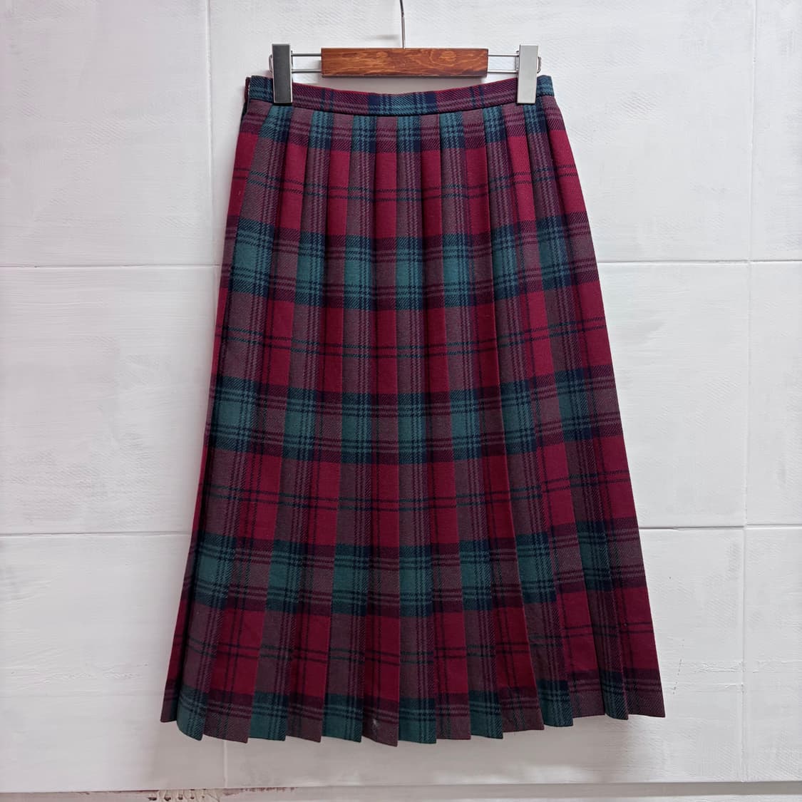 Saint Joie 플리츠 주름 체크 울 미디 스커트 JPN 상품이미지3