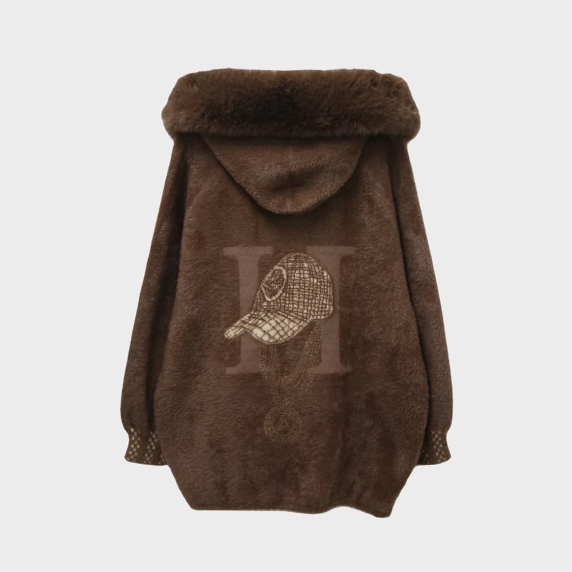 부들이 퍼 니트 후드 집업 61462 상품이미지1