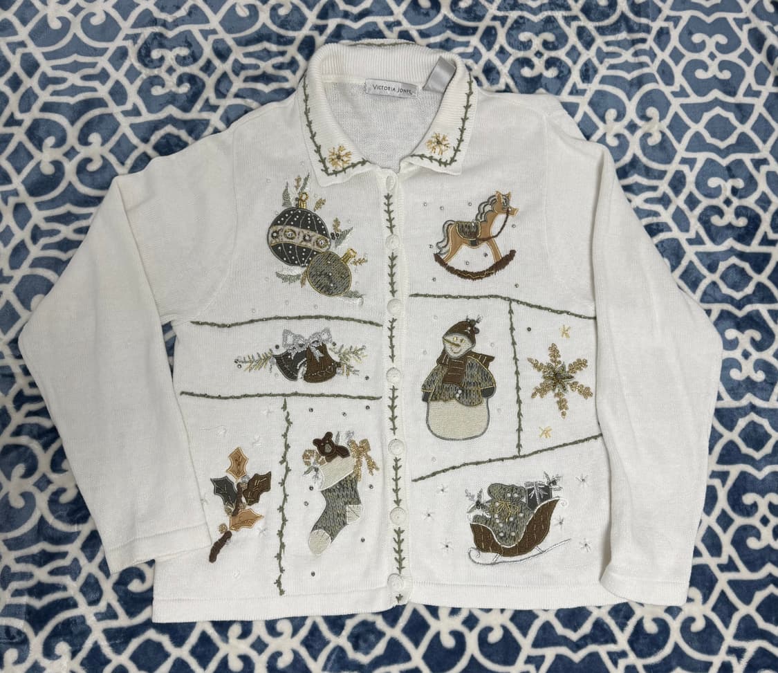 빈티지) 빅토리아 존스 크리스마스 니트 가디건 자켓 어항 212 상품이미지1