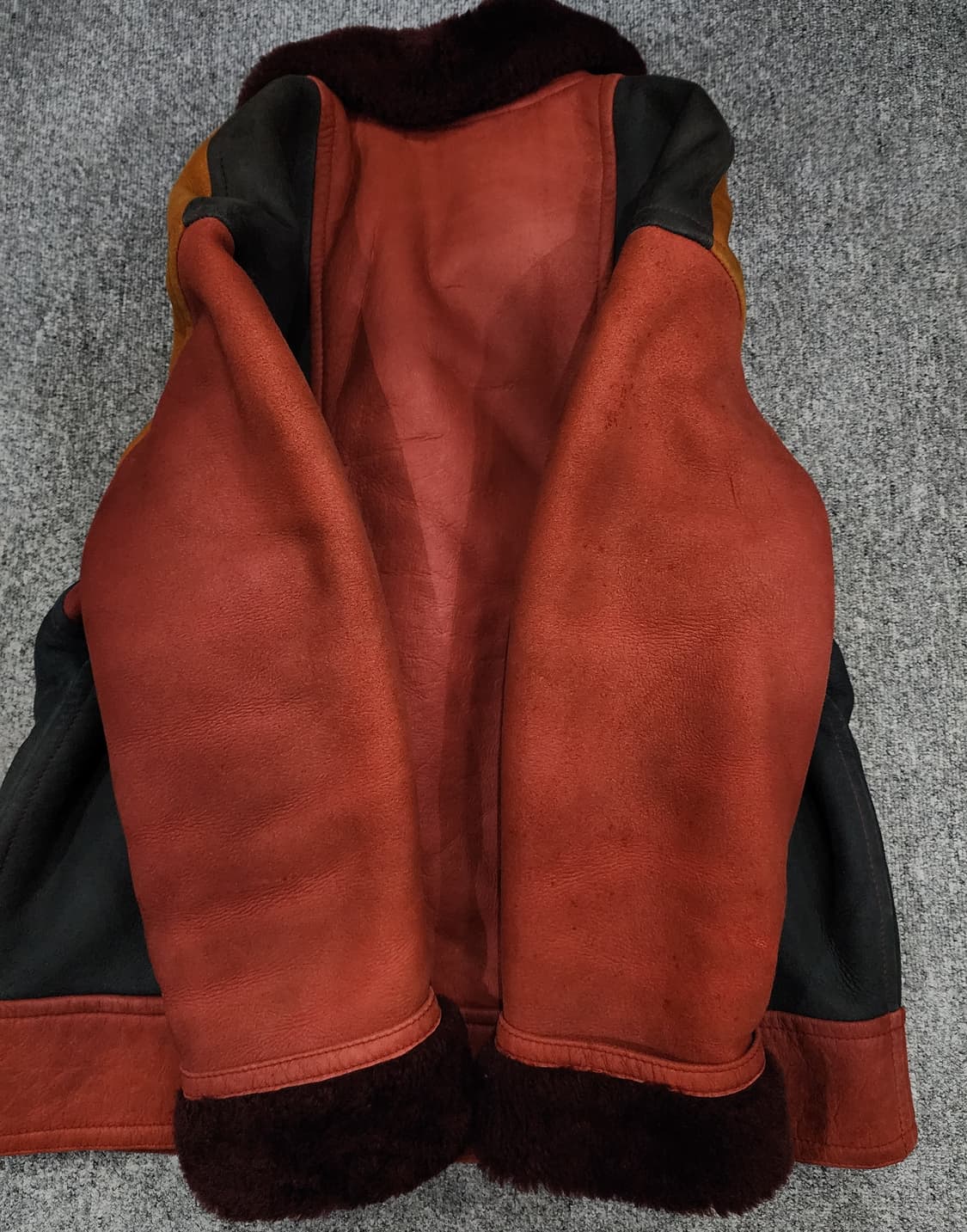 빈티지 빈폴 컬러블록 양가죽 양털 스웨이드 무스탕 95 상품이미지6