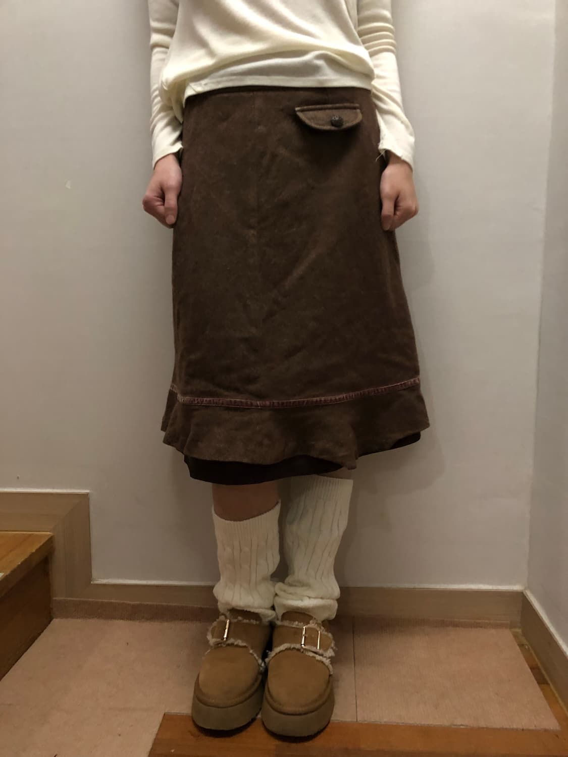 빈티지 브라운 울 포켓 미디 스커트 상품이미지8