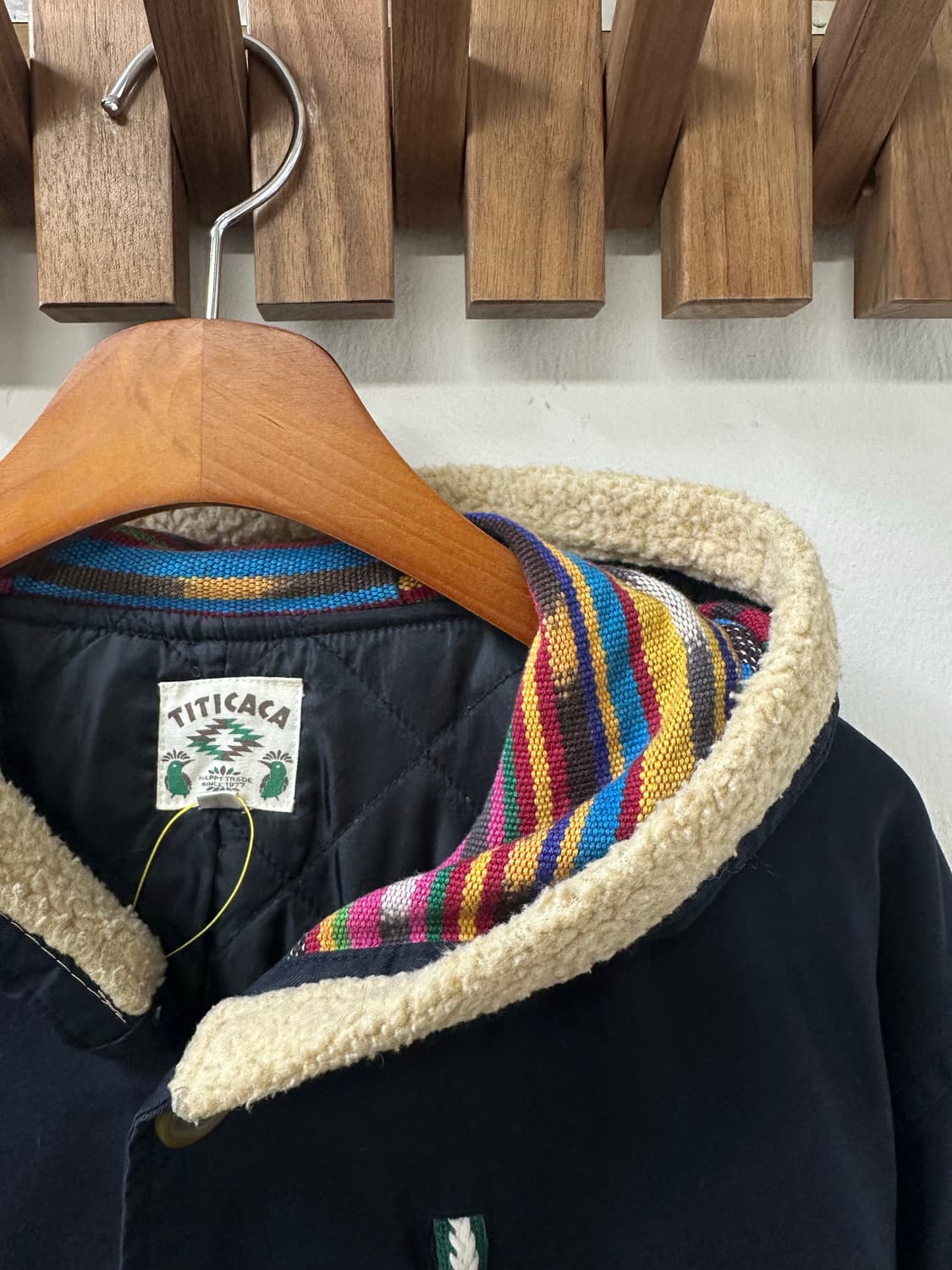일본빈티지 TITICACA 티티카카 네이비 보아 후드 코트 상품이미지3