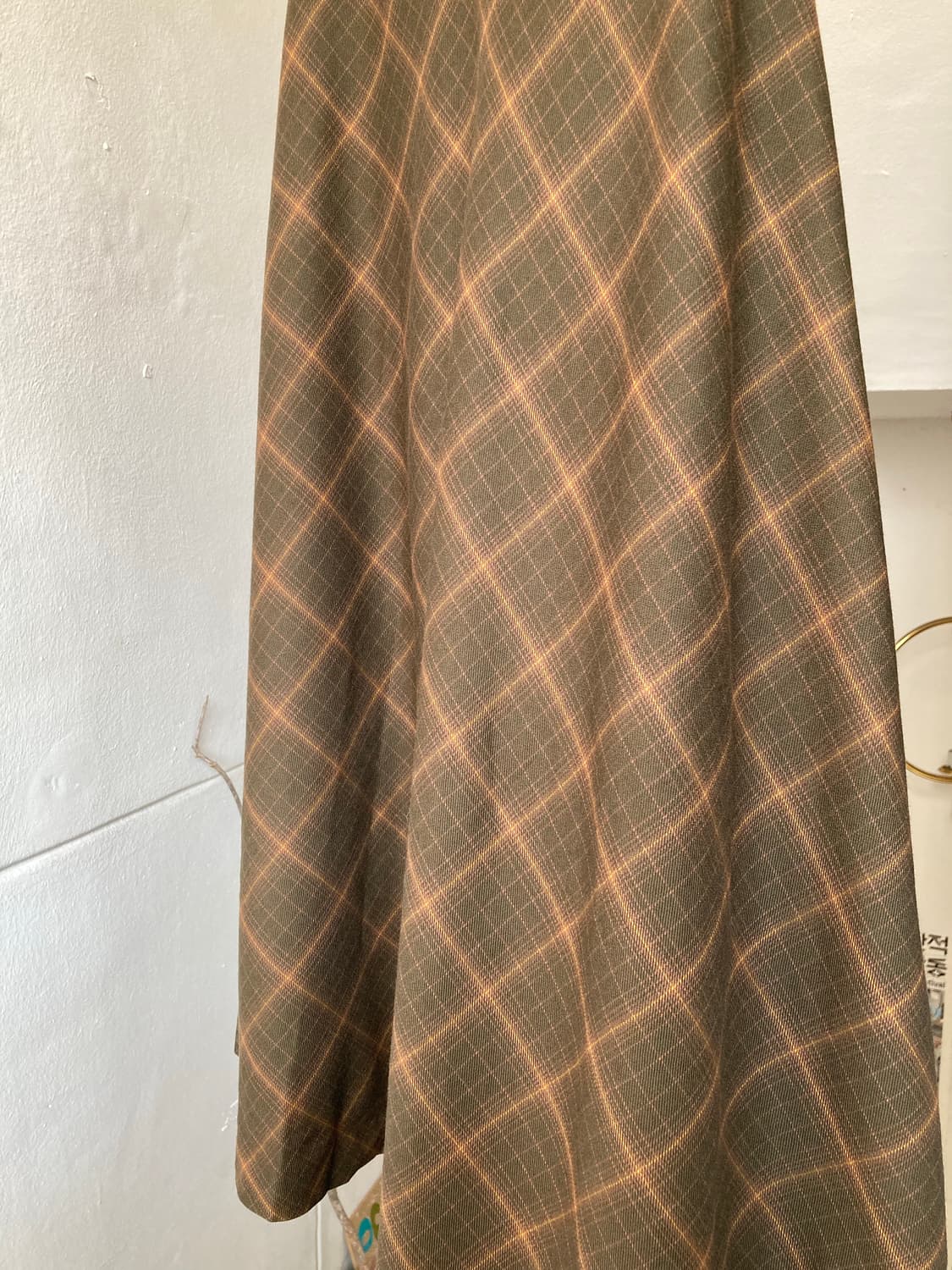 울 브라운 체크 롱스커트 상품이미지4