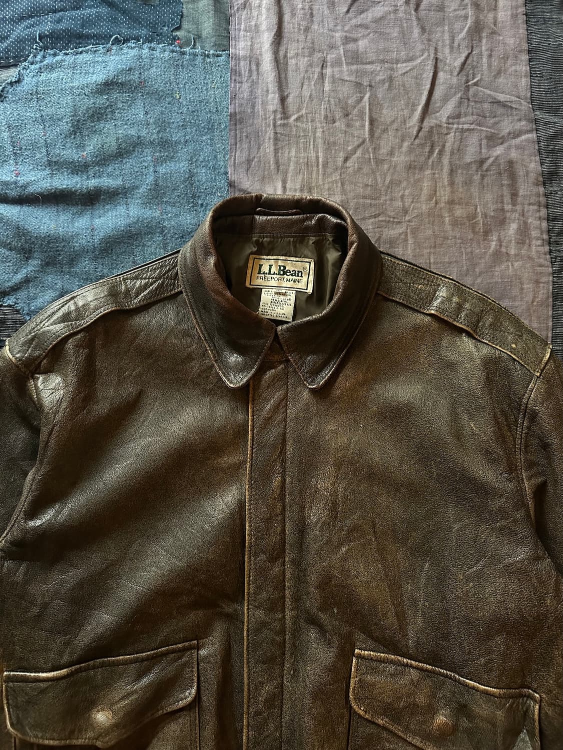 80s USA 빈티지 엘엘빈 LLBean A-2 고트스킨 레더 자켓 A2 상품이미지2