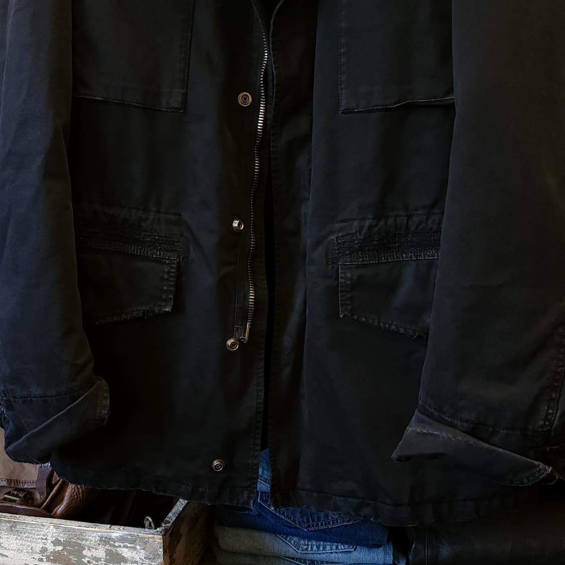 발망 무스탕 밀리터리 필드자켓 블랙 발망 데카르넹 52 상품이미지5