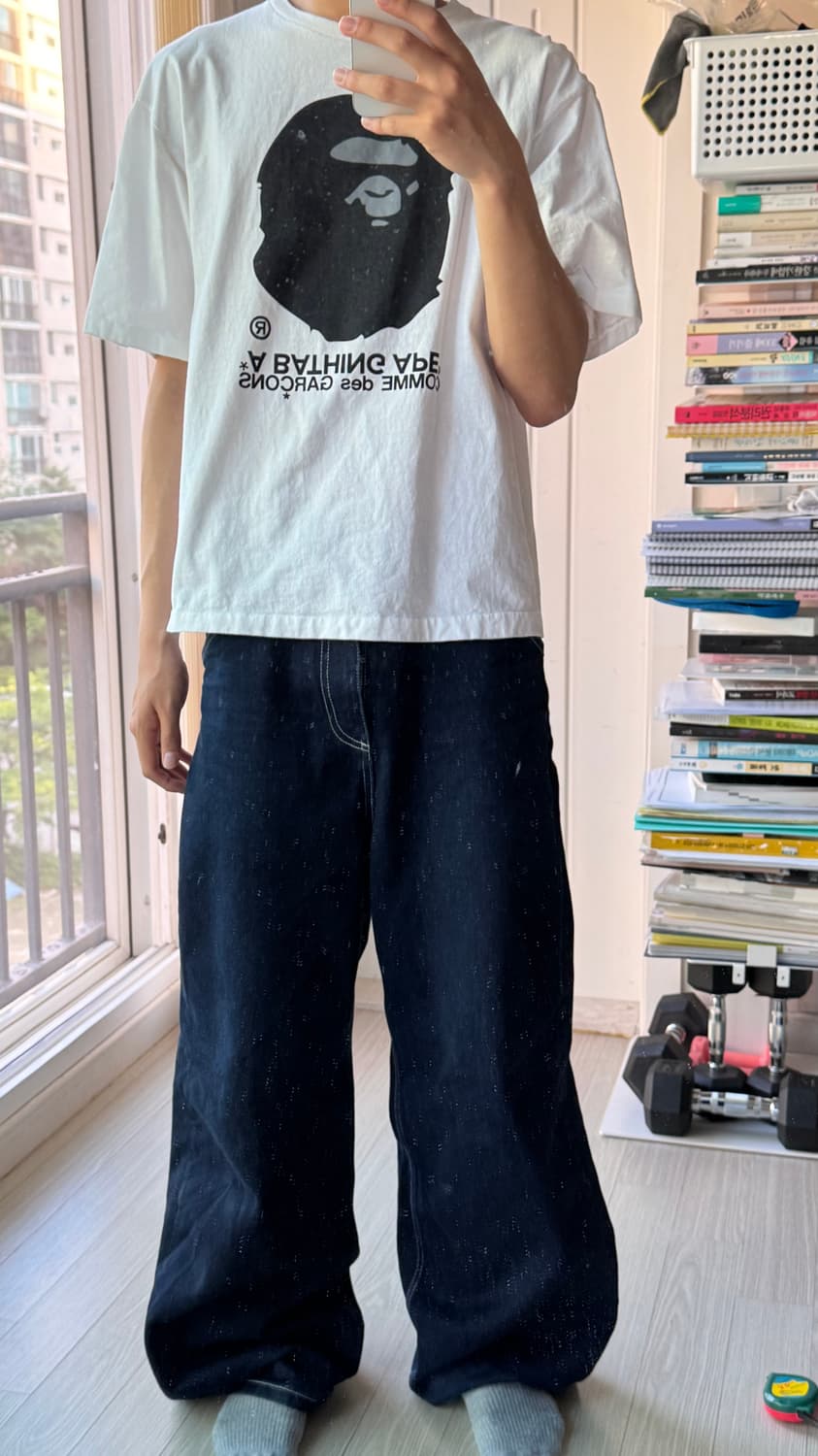 새상품급 베이프 x 꼼데가르송 반팔 xL 상품이미지2
