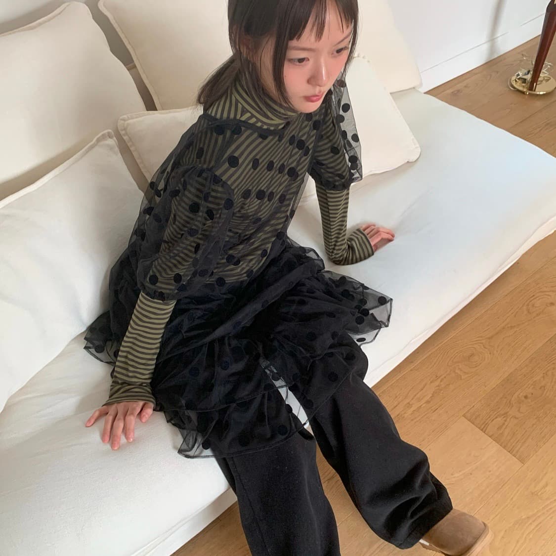 베르크서울 sheer dot flare dress 팝니다 상품이미지7