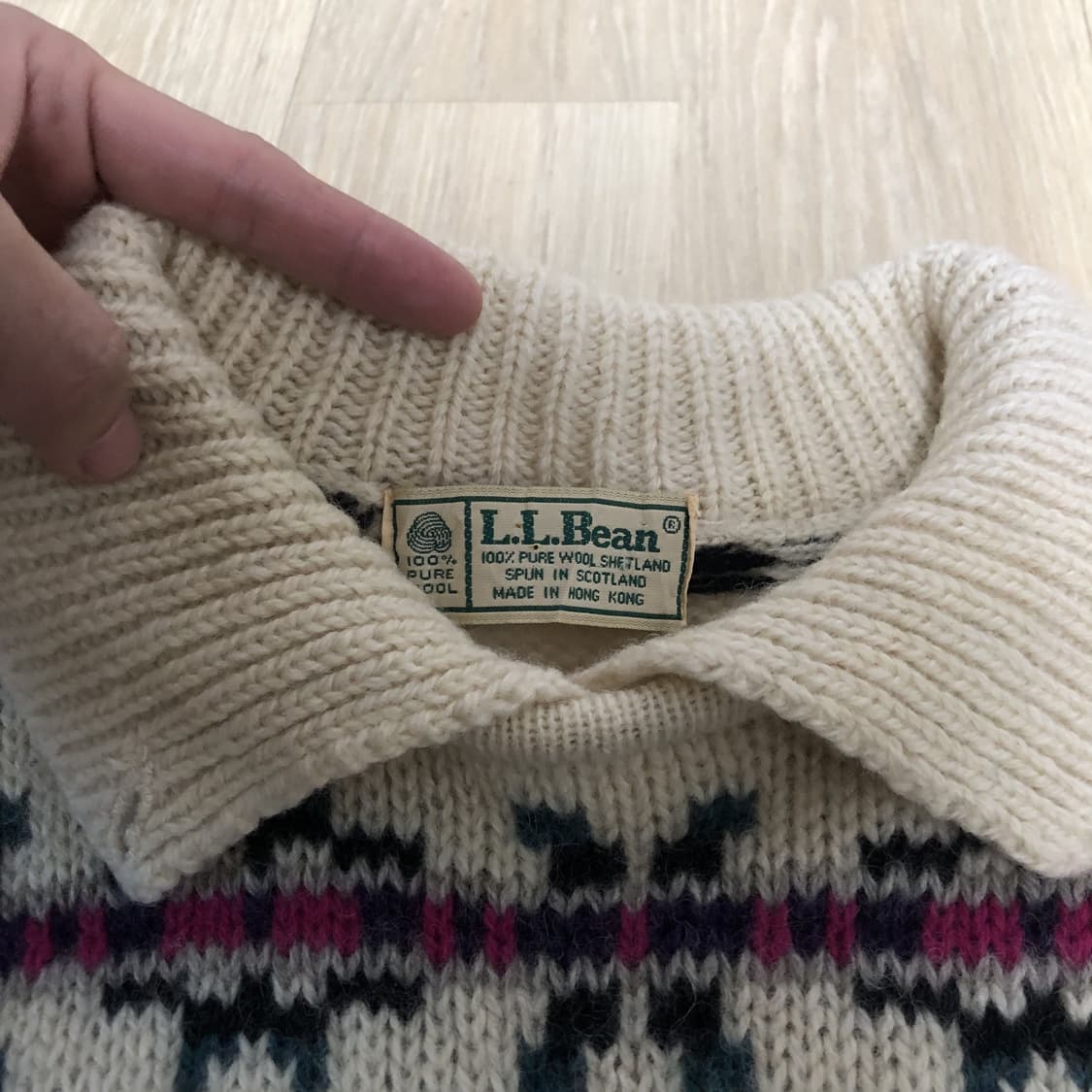 (M) 90's 엘엘빈 L.L BEAN 스코틀랜드 울 노르딕 카라 니트 상품이미지4