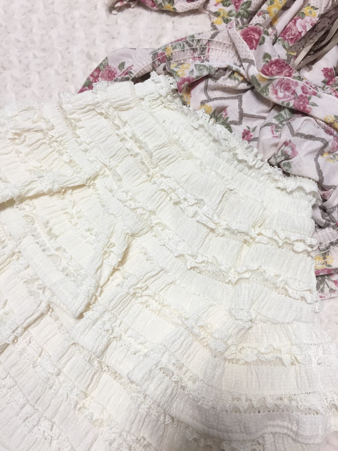 빈티지 아이보리 히메달천깔 레이스 스커트 상품이미지2