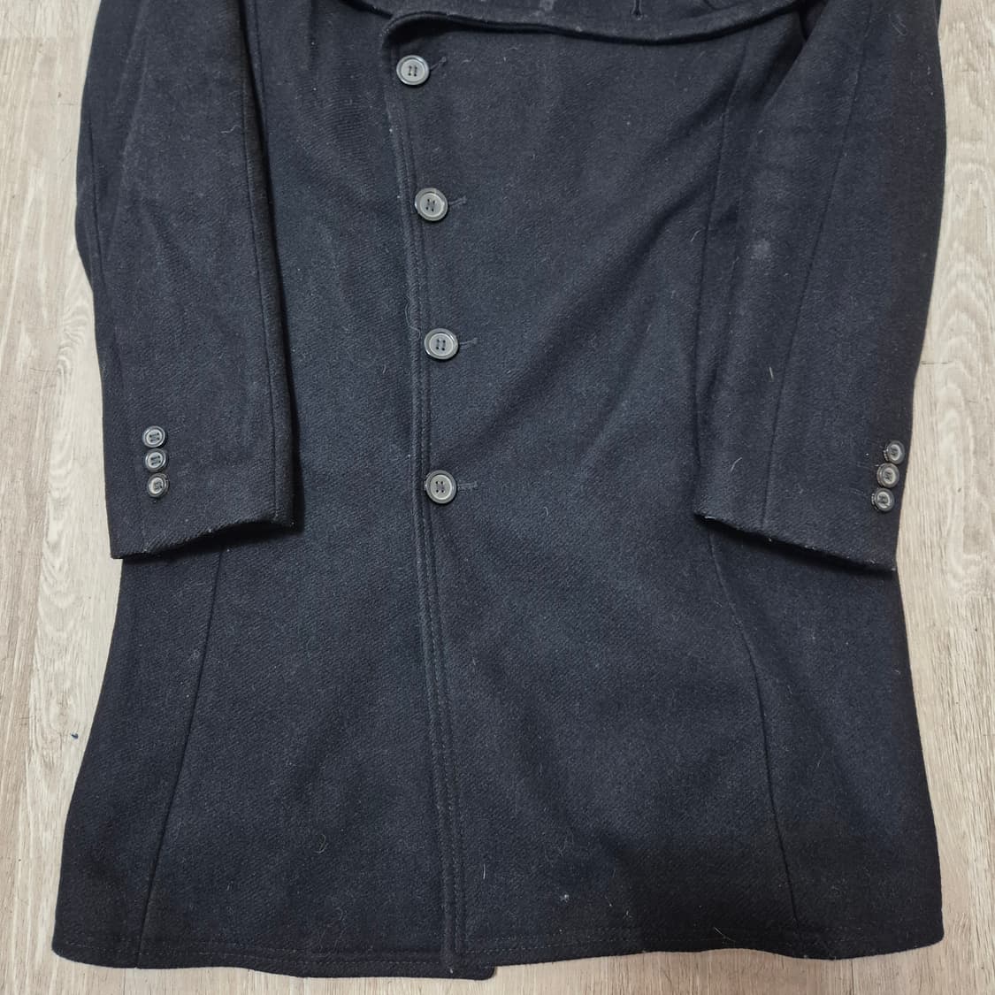 자라 맨 남성 블랙택 모직 빅카라 더플 코트 상품이미지3