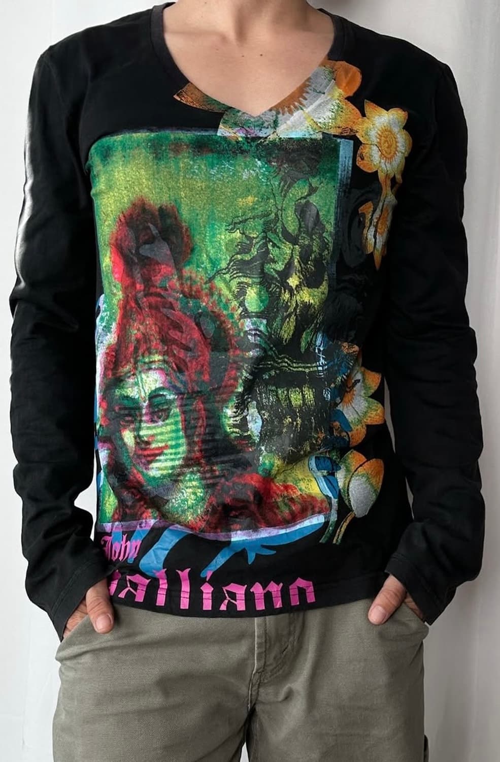 early 2000 존 갈리아노 시바 힌두 브이넥 롱슬리브 상품이미지2