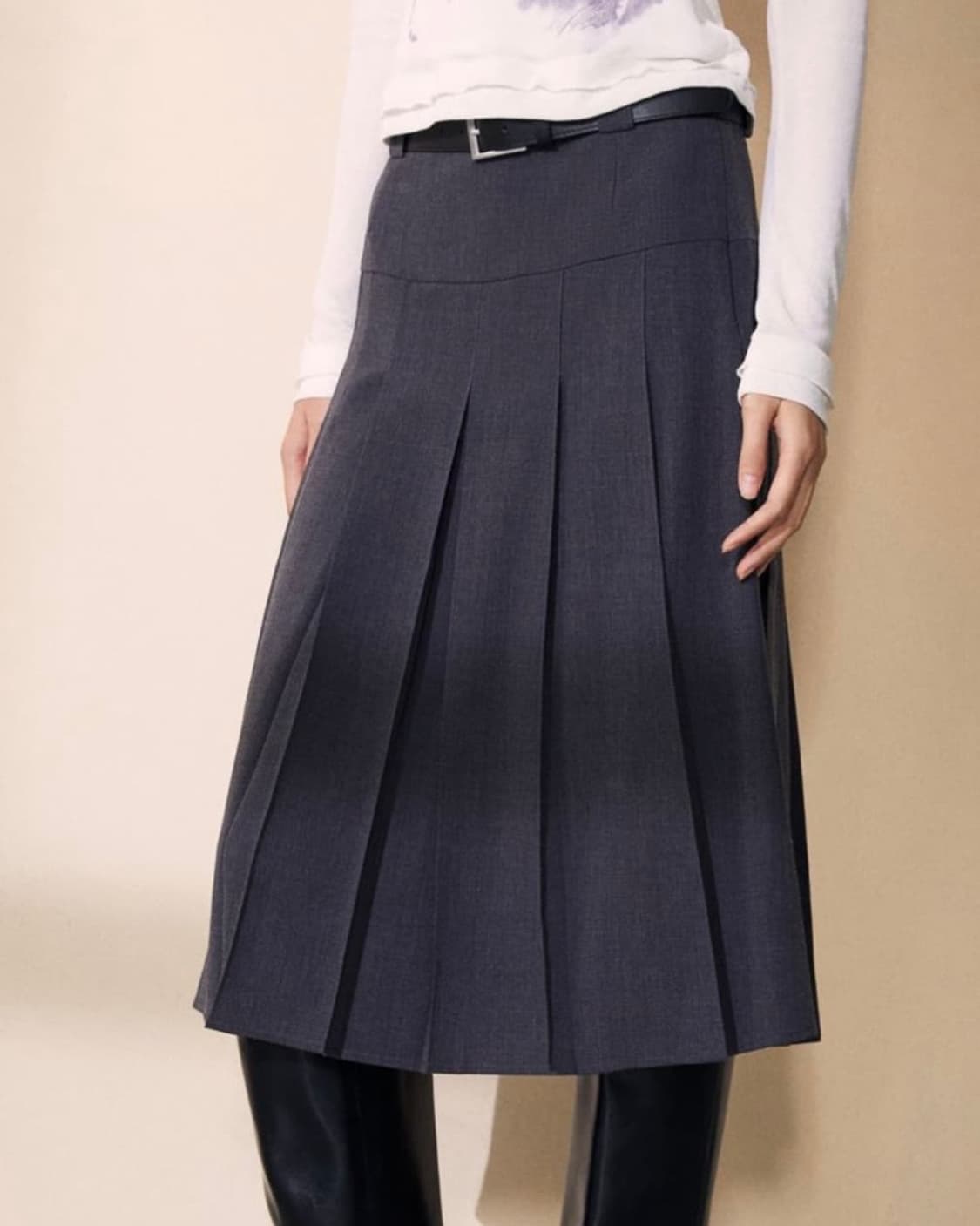 H&M 벨티드 플리츠 스커트 상품이미지2