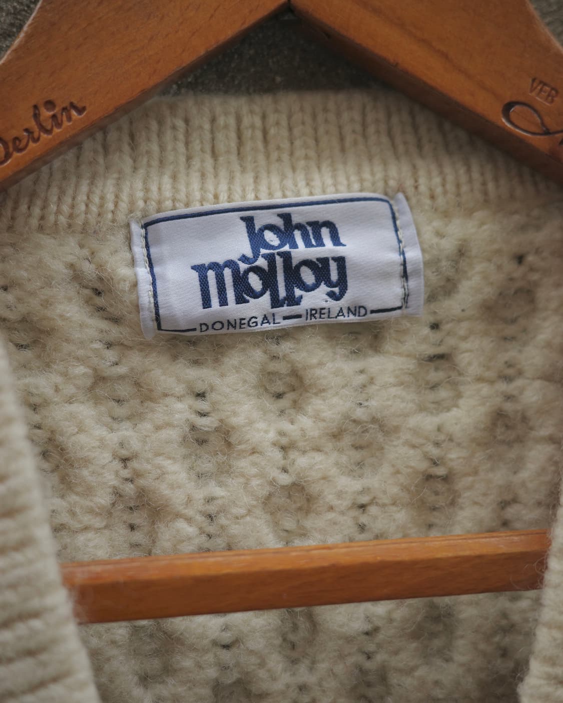 80‘s 아이리쉬 도네갈 피셔맨 아란 가디건 스웨터 상품이미지3