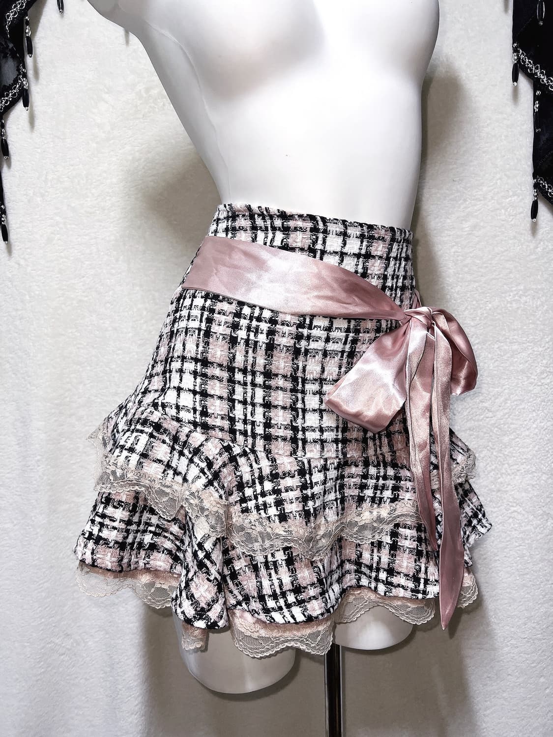 트랄라라 리즈리사 로맨틱갸루 로걀 히메 핀터 핑크 프릴레이스 리본 스커트 상품이미지5