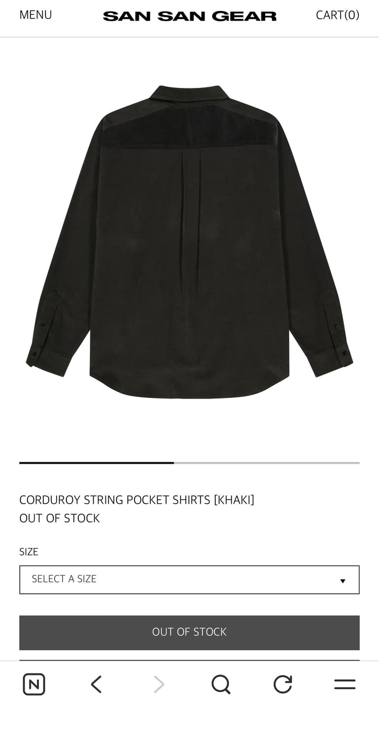 산산기어 CORDUROY STRING POCKET SHIRTS 카키 상품이미지4