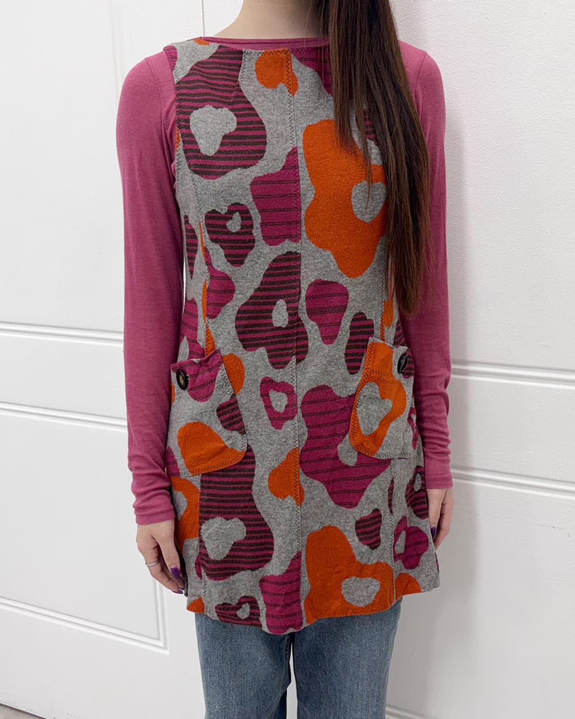 nuovo quaranta 빈티지 컬러 믹스 호피 원피스 상품이미지1