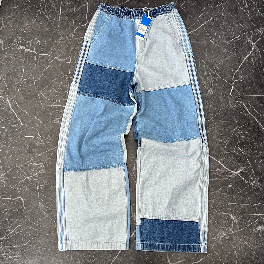 아디다스 x세니아스나이더 패치워크 팬츠 블루 상품이미지4