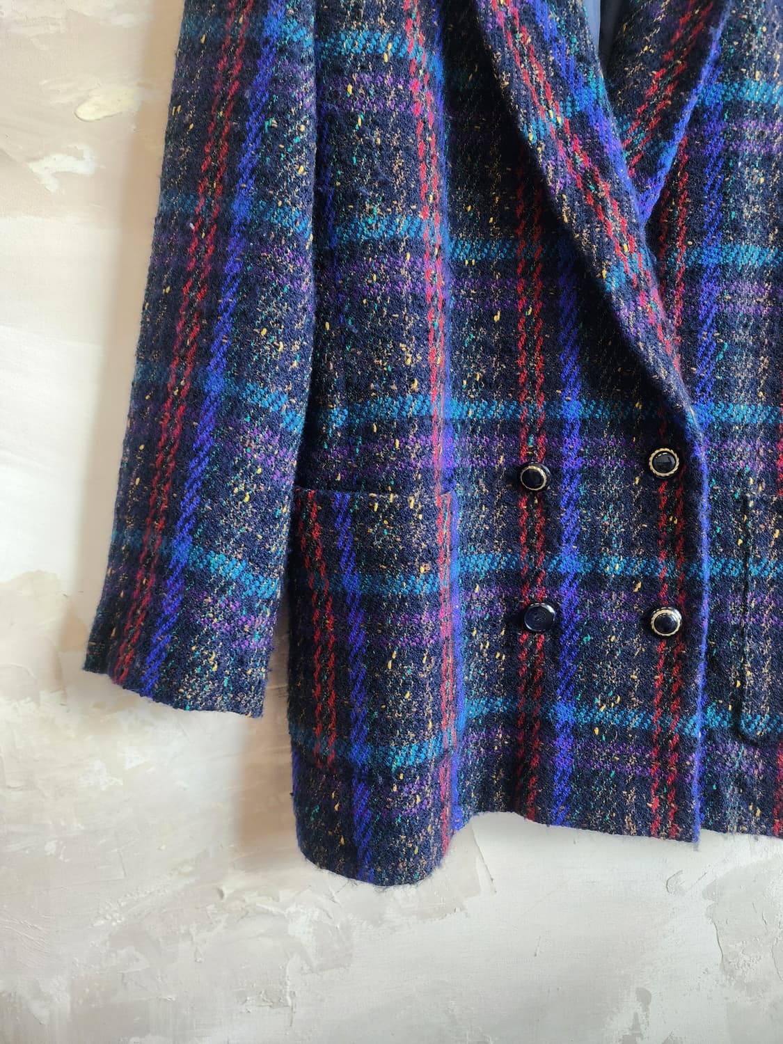 일본빈티지 트위드 퍼플 울 자켓 상품이미지3