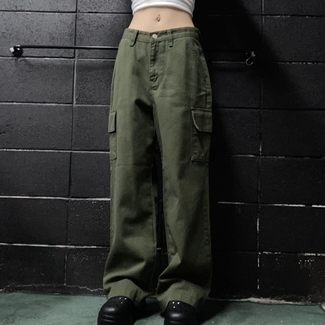 빈티지 카키 카고 팬츠 상품이미지2