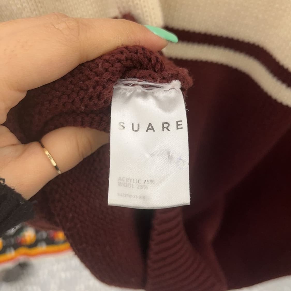 수아레 빈티지 레트로 배색 반집업 울 혼방 니트 M C07279 상품이미지6