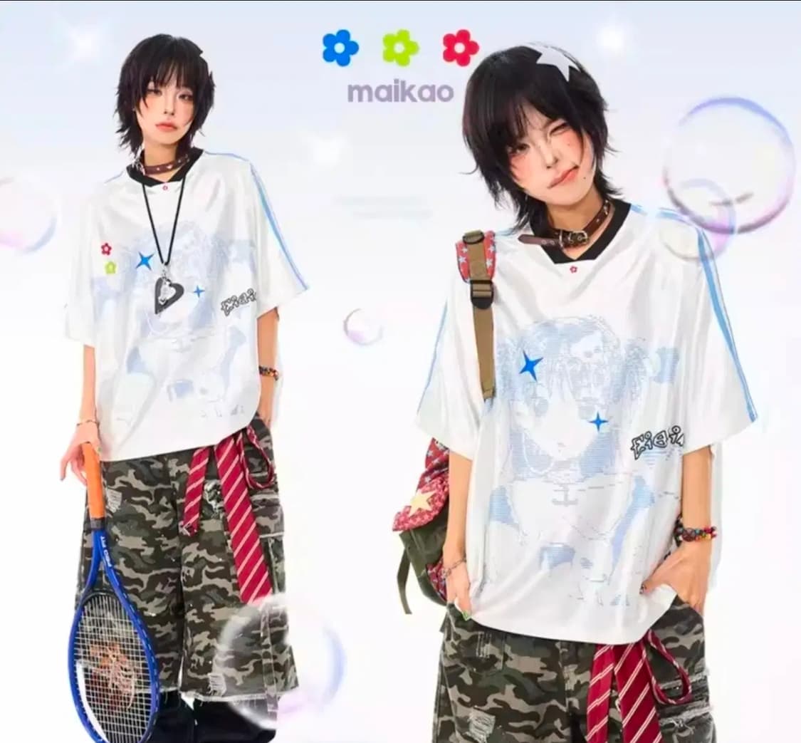 애니메이션 일러스트 박시핏 티셔츠 상품이미지2