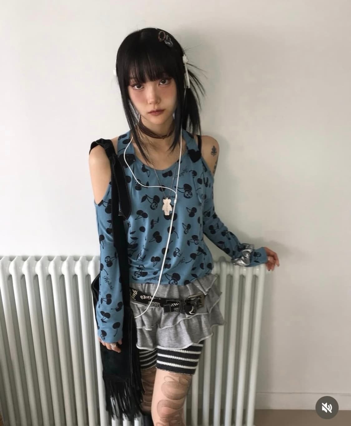 히스테릭글래머 체리 오프숄더 블루 빈티지 히글 버테클 대장템 상품이미지2