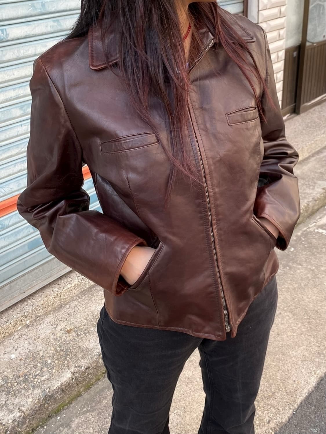 [46] FLORENS 플로렌스 이태리 메이드 베라펠레 브라운 레더자켓 상품이미지3