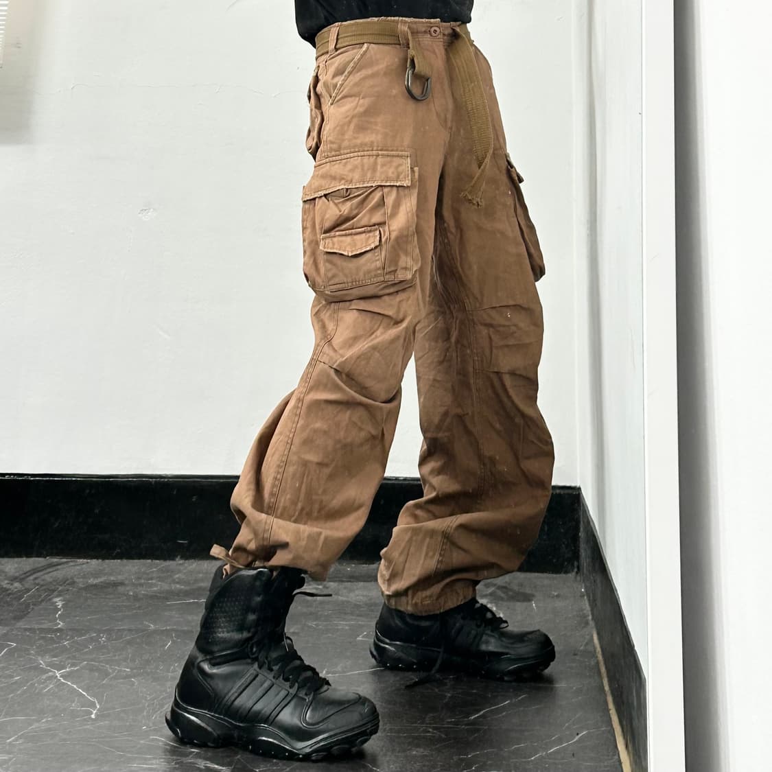 B.C.B.S 조거 스트링 벨티드 와이드 카고 팬츠 상품이미지1