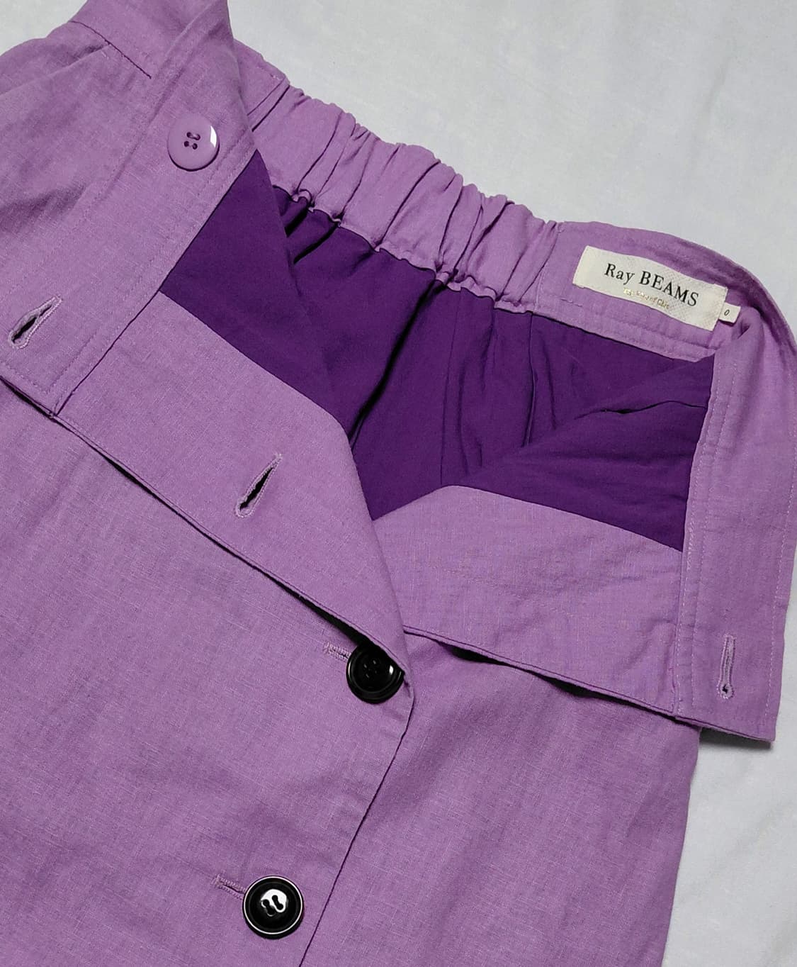 [Ray BEAMS] 린넨 혼방 버튼 랩 스커트 (라벤더/사이즈 0) 상품이미지4
